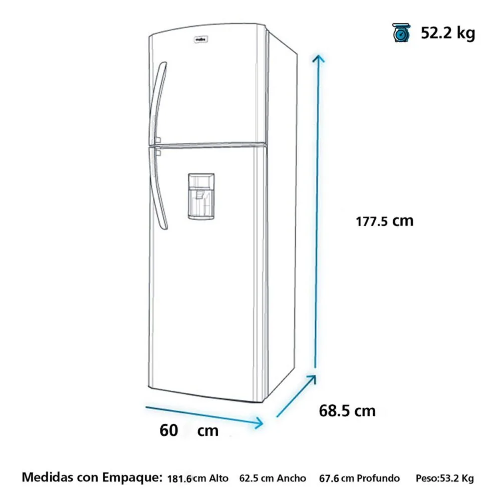 1200Wx1200H G Mabe Refrigeradores 313L Grafito RMA300FBPG1 Isometrico