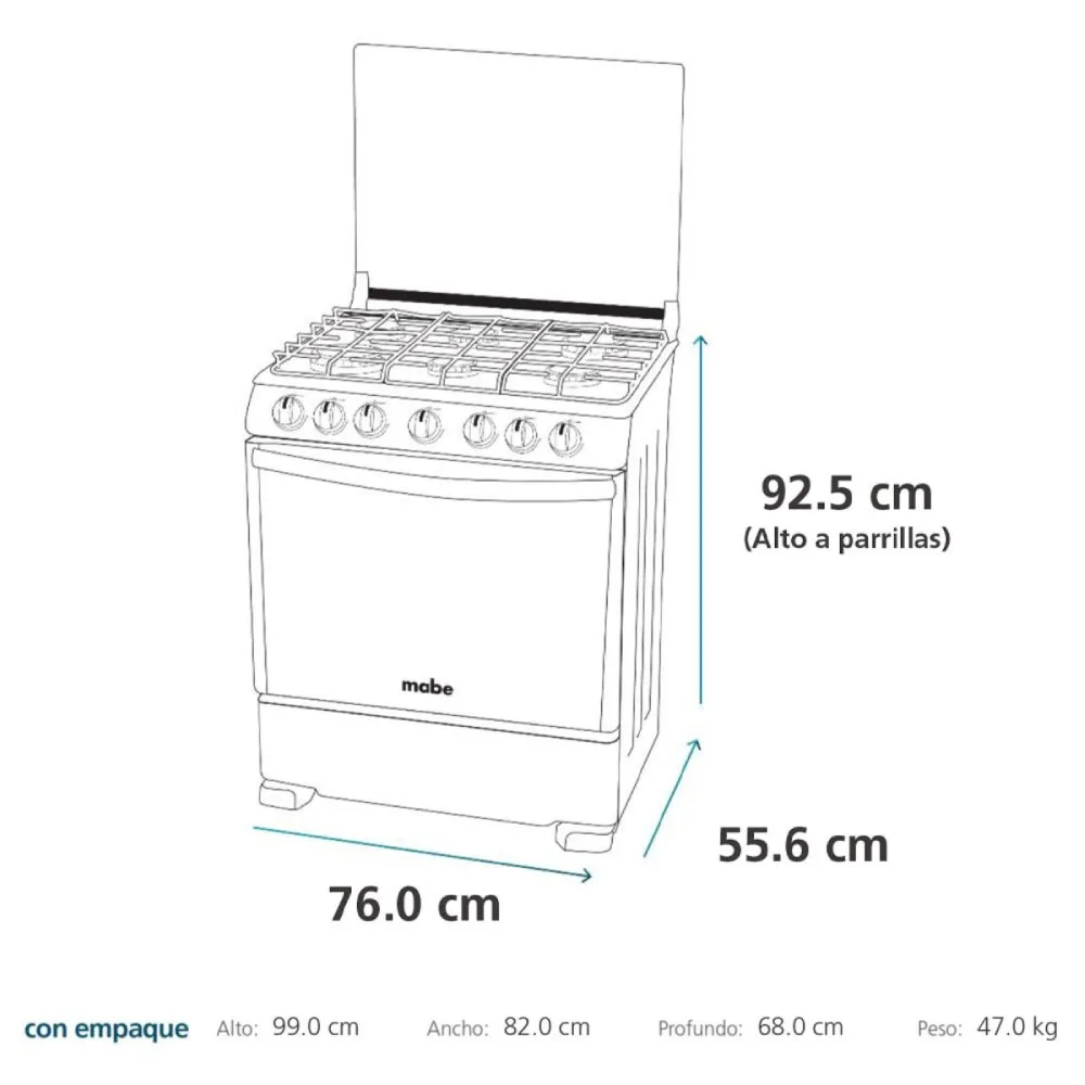 1200Wx1200H L Mabe Estufas 76Cm Inox CMP7625FX0 isometrico