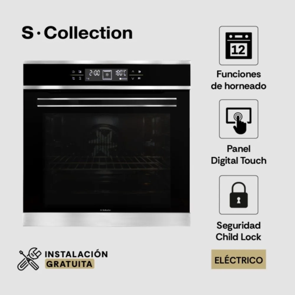 Horno Empotrable Electrico S Collection Sole de 75L Panel Digital y Turbo Conveccion SOLHO019 SOLROST001 2