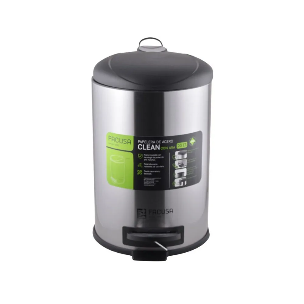 Papelera Clean 20L con Asa de Acero Inoxidable 4