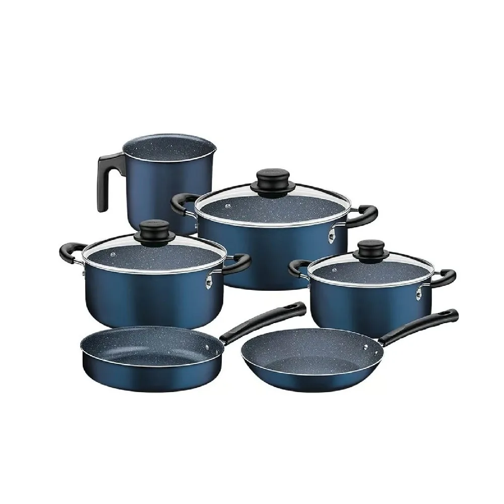 Set Juego de Bateria de Cocina Tramontina Paris Granito 9 Piezas Color Azul 1