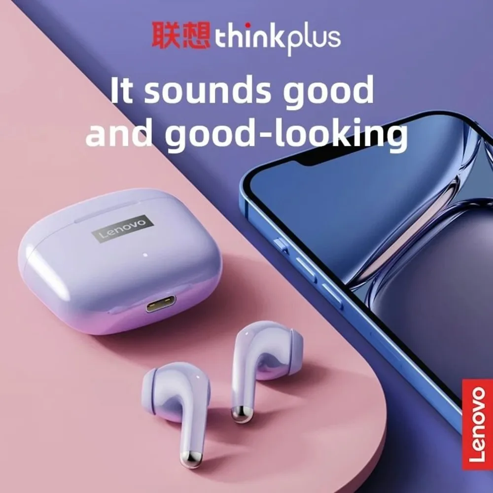 Auriculares Inalambricos Bluetooth Lenovo LP40 Pro Morado 2 1