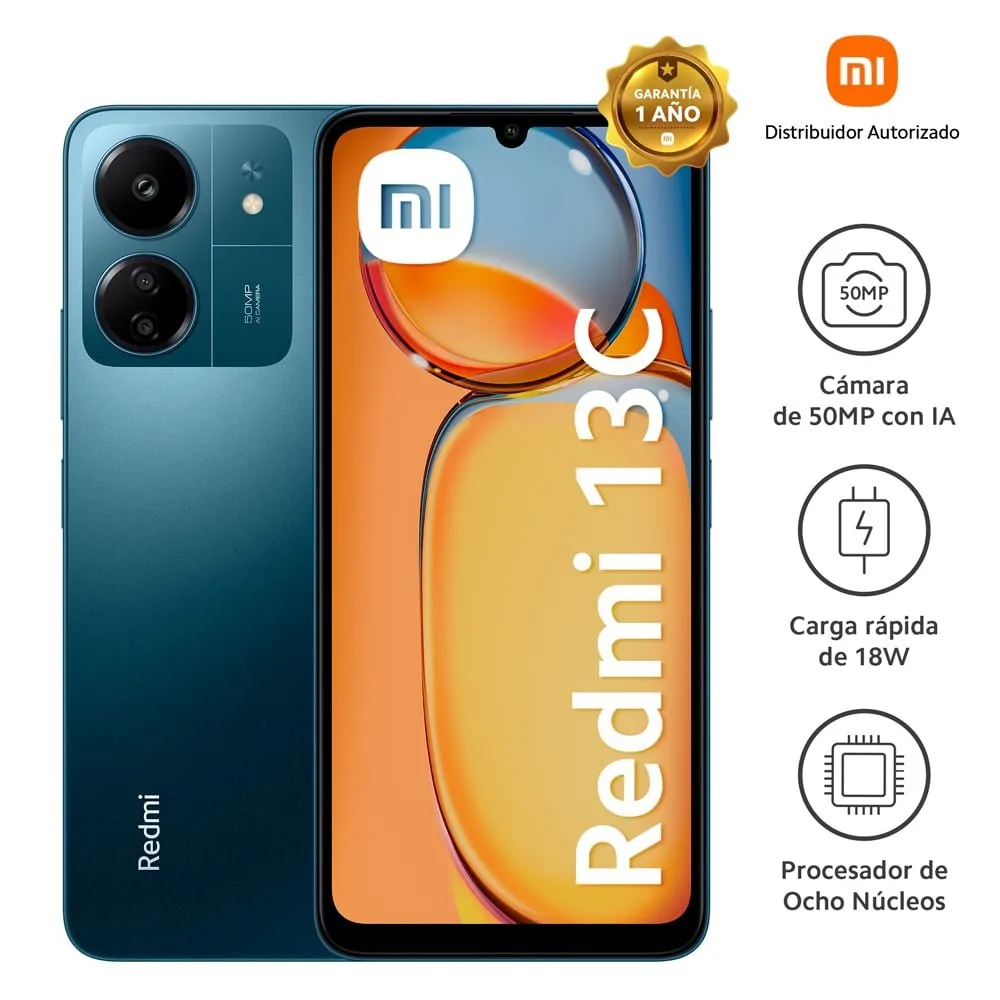 Celular Smartphone XIAOMI REDMI 13C con Tres Camaras Principales Pantalla IPS de 6.74 y Bateria de 5000 mAh