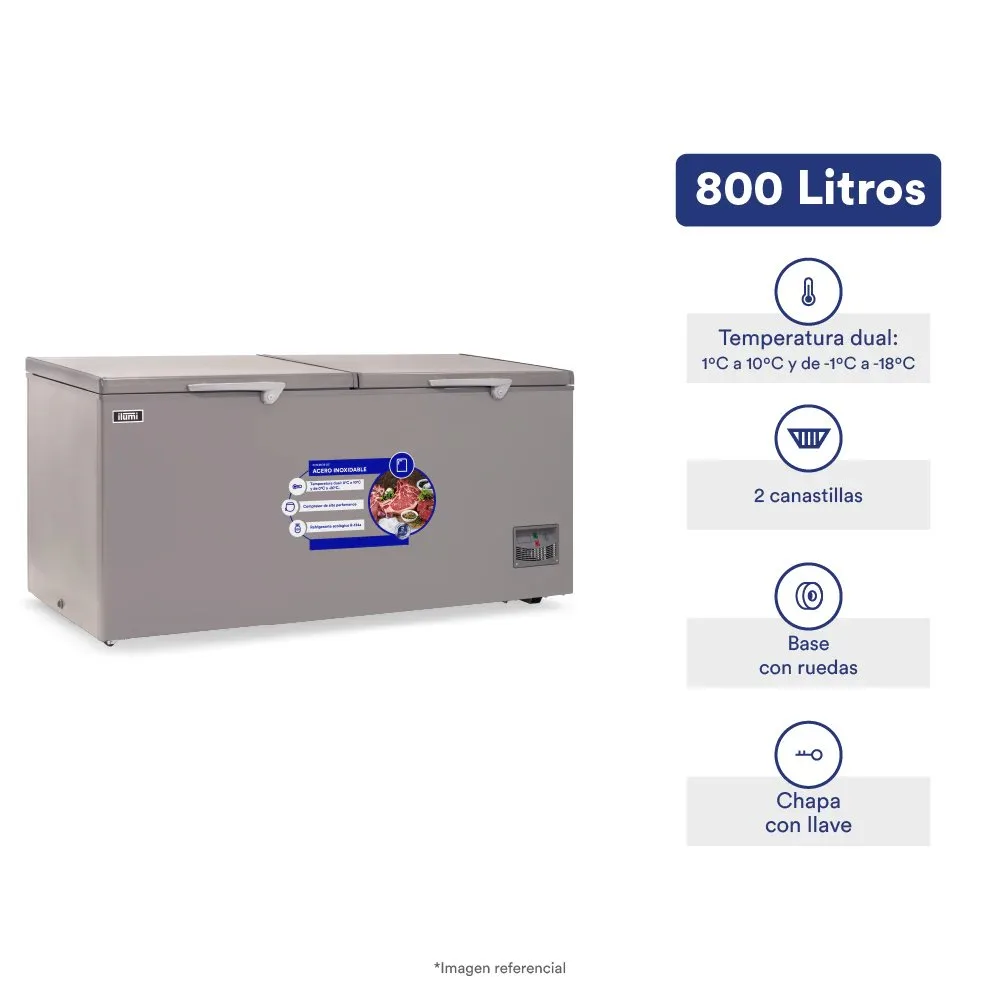 Congelador Horizontal Ilumi 800 L con Tina de Acero Inoxidable TFI 8002DG en Color Gris 4