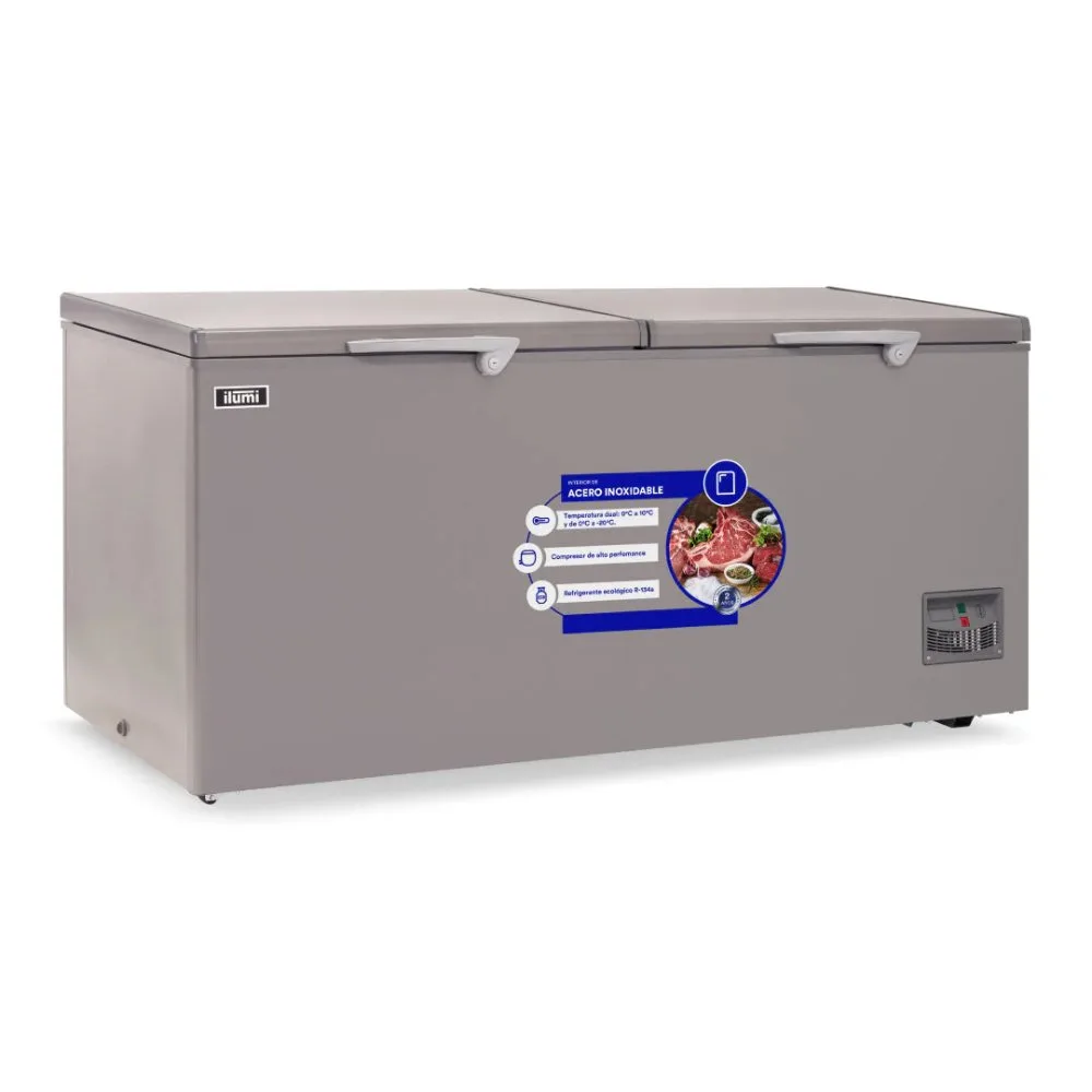 Congelador Horizontal Ilumi 800 L con Tina de Acero Inoxidable TFI 8002DG en Color Gris