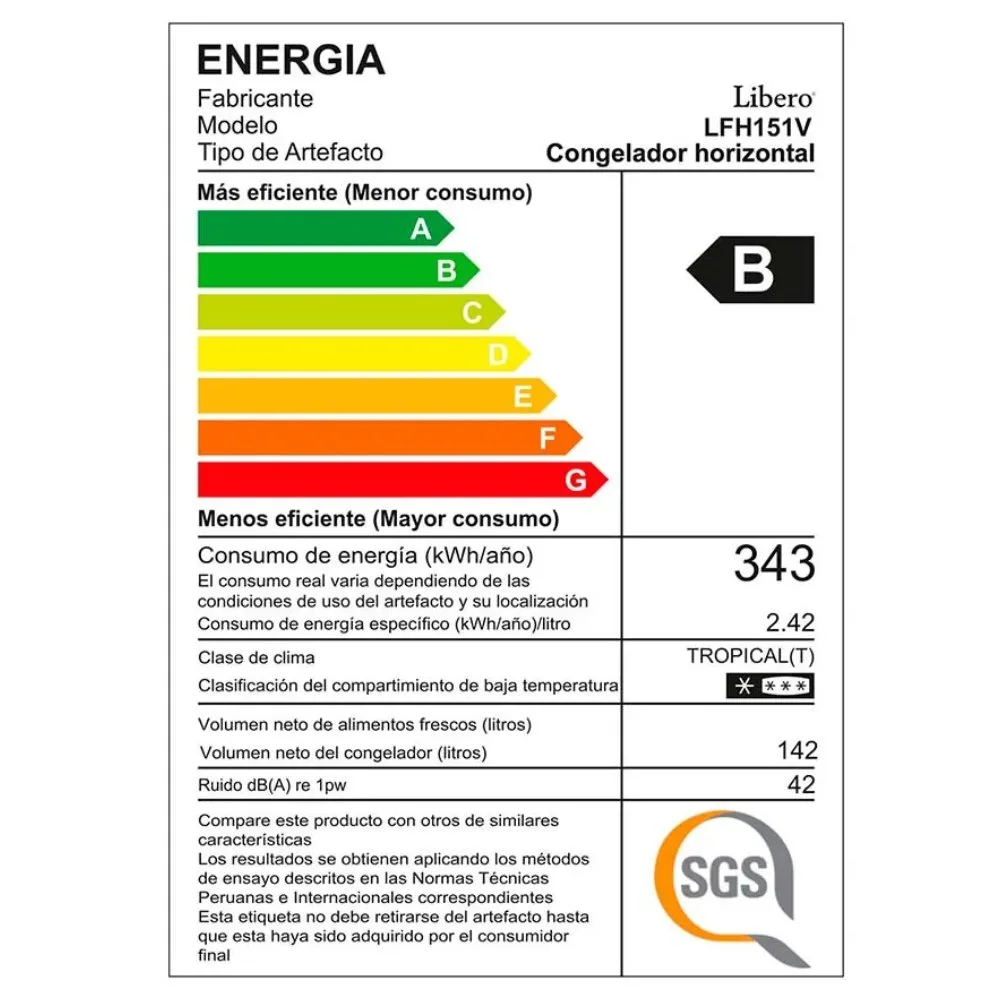Congelador Horizontal Libero 142 L con Puerta de Vidrio Interna LFH 151V en Color Blanco 3