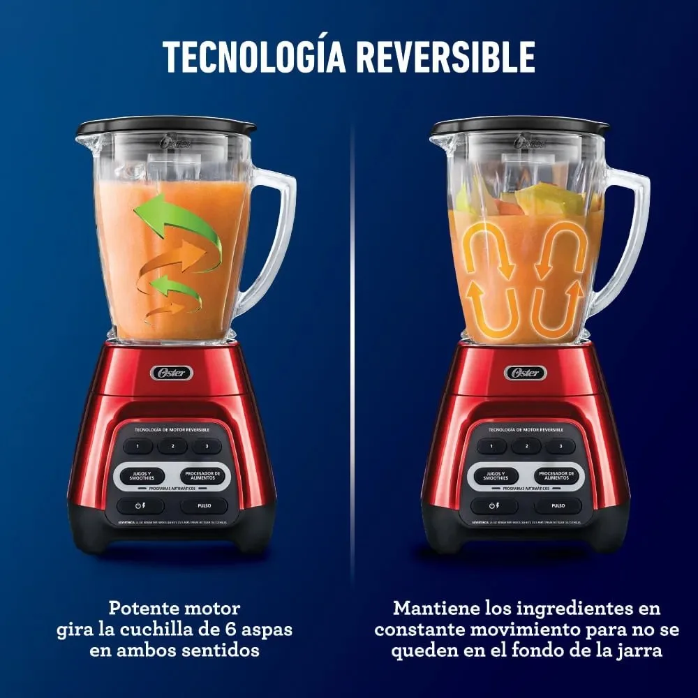 Licuadora Oster® con Tecnologia de Motor Reversible y Cuchilla Grande 1000 W BLSTPYG1310RBG