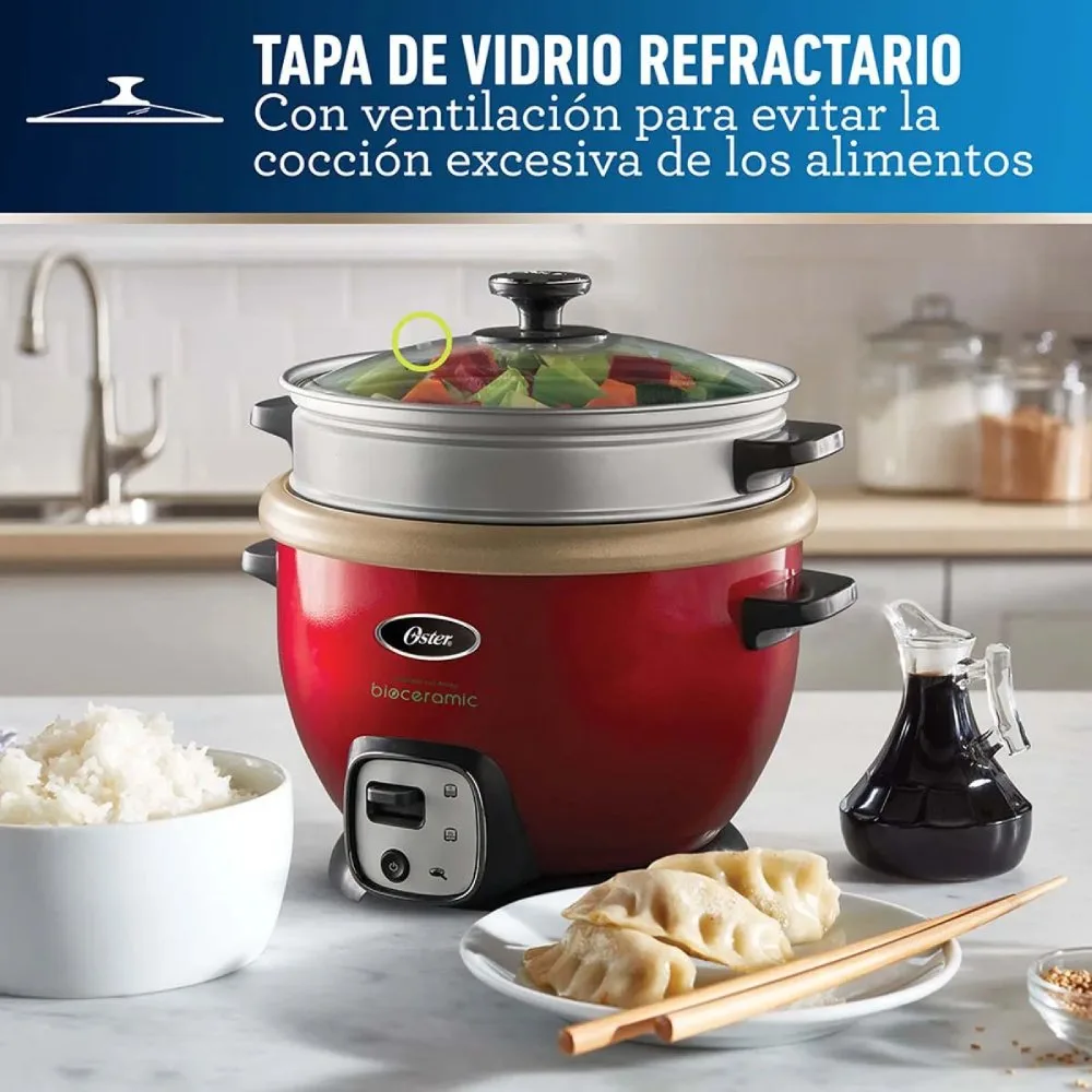 Arrocera Multiusos Oster® 1.8L CKSTRC7129R Funcion Sofrito Recubrimiento Bioceramic® Infundido con Aceite de Oliva Bandeja de Vapor 3
