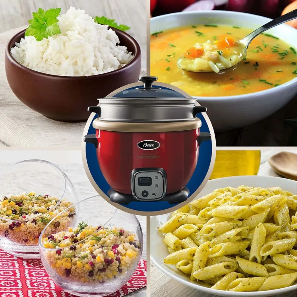 Arrocera Multiusos Oster® 1.8L CKSTRC7129R Funcion Sofrito Recubrimiento Bioceramic® Infundido con Aceite de Oliva Bandeja de Vapor 6