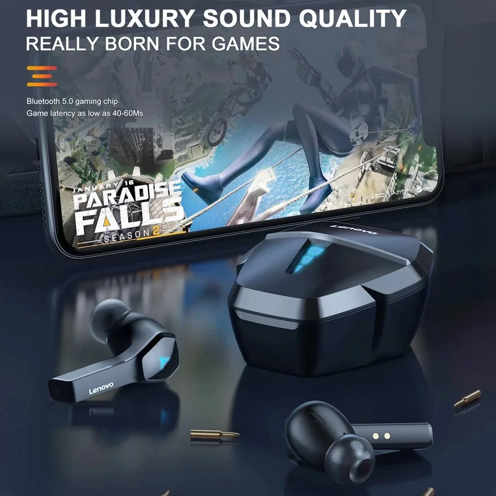 Audifonos Inalambricos Bluetooth Lenovo HQ08 TWS para Gaming Cancelacion de Ruido Resistencia al Agua Asistente de Voz y Estuche de Carga 4