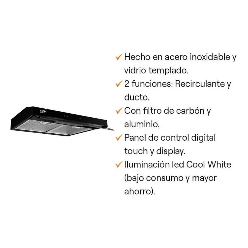 Campana Extractora Digital con Iluminacion LED 500 m³h 2 Motores y Panel Touch TURE18CO 500 m³h 2 Motores y Panel Touch TURE18CO 4