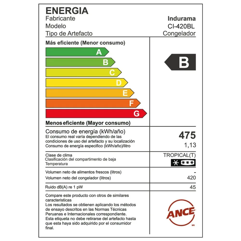 Congeladora Indurama Defrost 420LT CI 420BL Blanco – Eficiencia y Gran Capacidad para Uso Comercial 6