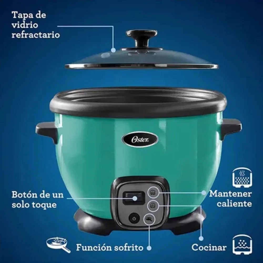 Olla Arrocera Oster 1.8L CKSTRC8029T con Funcion Sofrito Tazon Antiadherente y Tapa de Vidrio Refractario – Turquesa 4