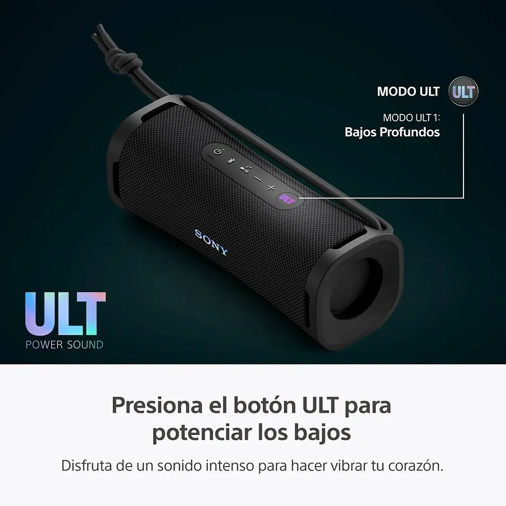 Parlante Bluetooth Sony SRS ULT10 Portatil ULT FIELD 1 Gris – Sonido Potente Resistente al Agua Bateria de 12 Horas y Carga USB Type C® 5
