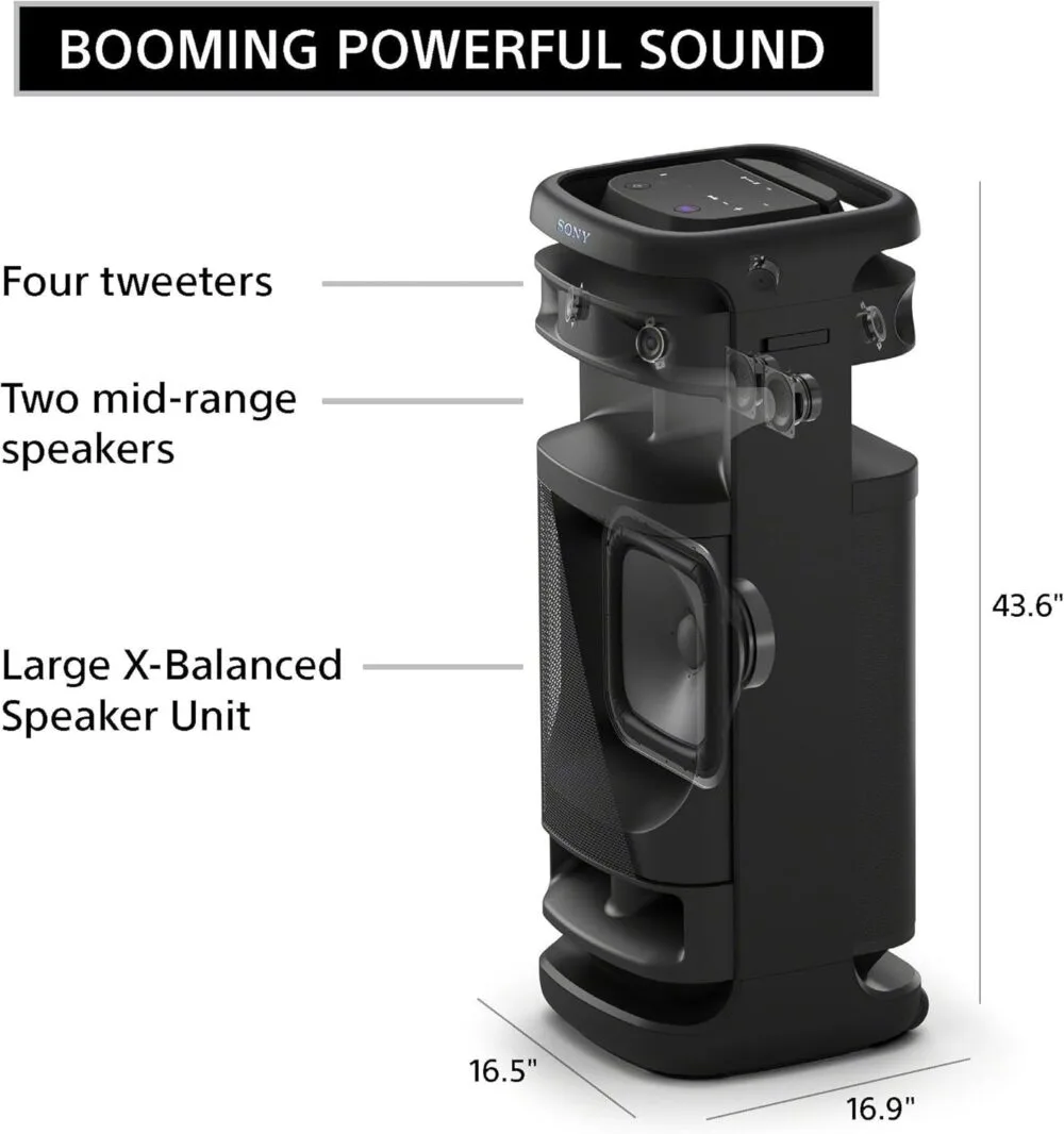 Parlante Bluetooth Sony ULT TOWER 10 con graves potentes luces de fiesta 360° microfono inalambrico y conexion multipunto 4