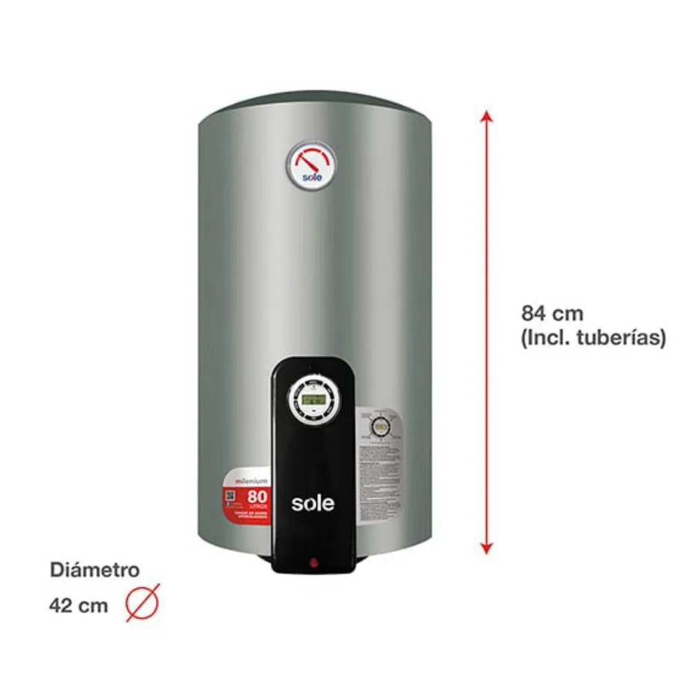 Terma Electrica Milenium Sole 80L para Pared SOLTEM080V Con Timer Digital Alta Eficiencia y Proteccion Anticorrosiva 2
