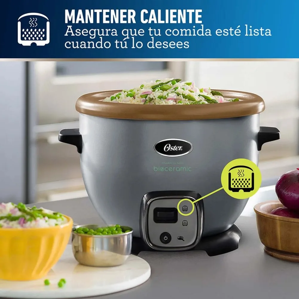 Arrocera Multiusos Oster® 10 Tazas con Funcion Sofrito Recubrimiento Bioceramic® Infundido con Aceite de Oliva y Bandeja de Vapor CKSTRC7129S 2 1