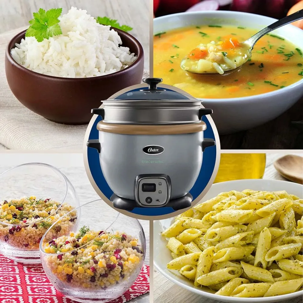 Arrocera Multiusos Oster® 10 Tazas con Funcion Sofrito Recubrimiento Bioceramic® Infundido con Aceite de Oliva y Bandeja de Vapor CKSTRC7129S 7 1