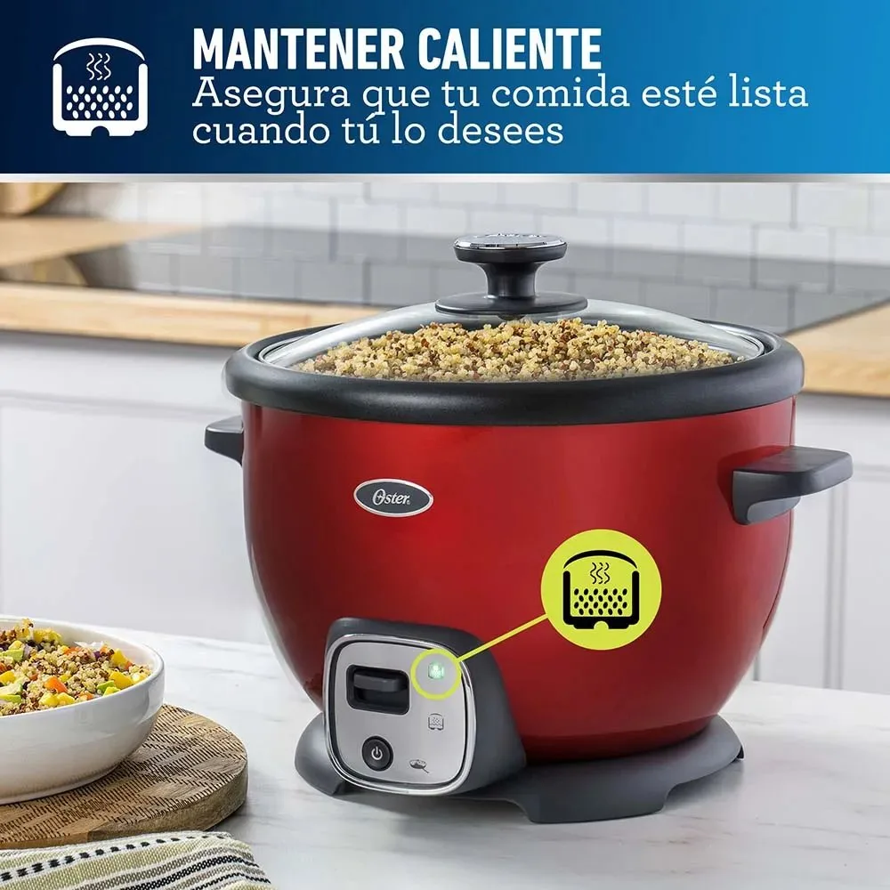 Arrocera Multiusos Oster® Roja con Funcion Sofrito 12 Tazas Bandeja de Vapor y Recubrimiento Antiadherente CKSTRC7030R 3