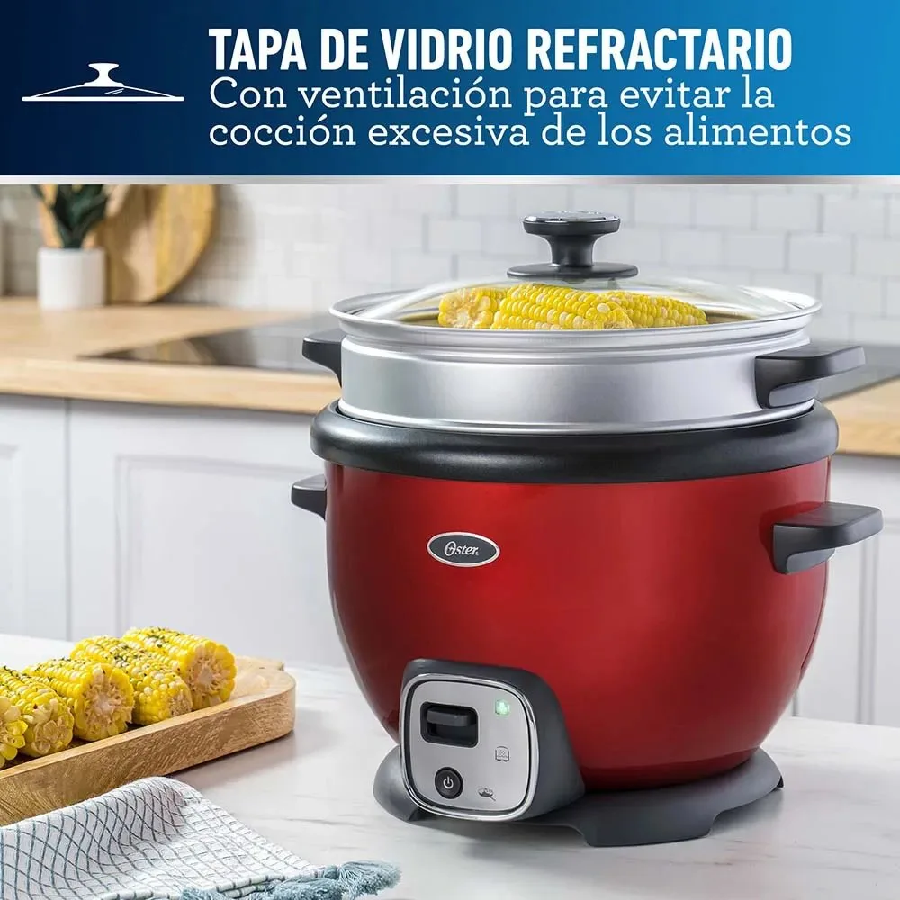 Arrocera Multiusos Oster® Roja con Funcion Sofrito 12 Tazas Bandeja de Vapor y Recubrimiento Antiadherente CKSTRC7030R 4