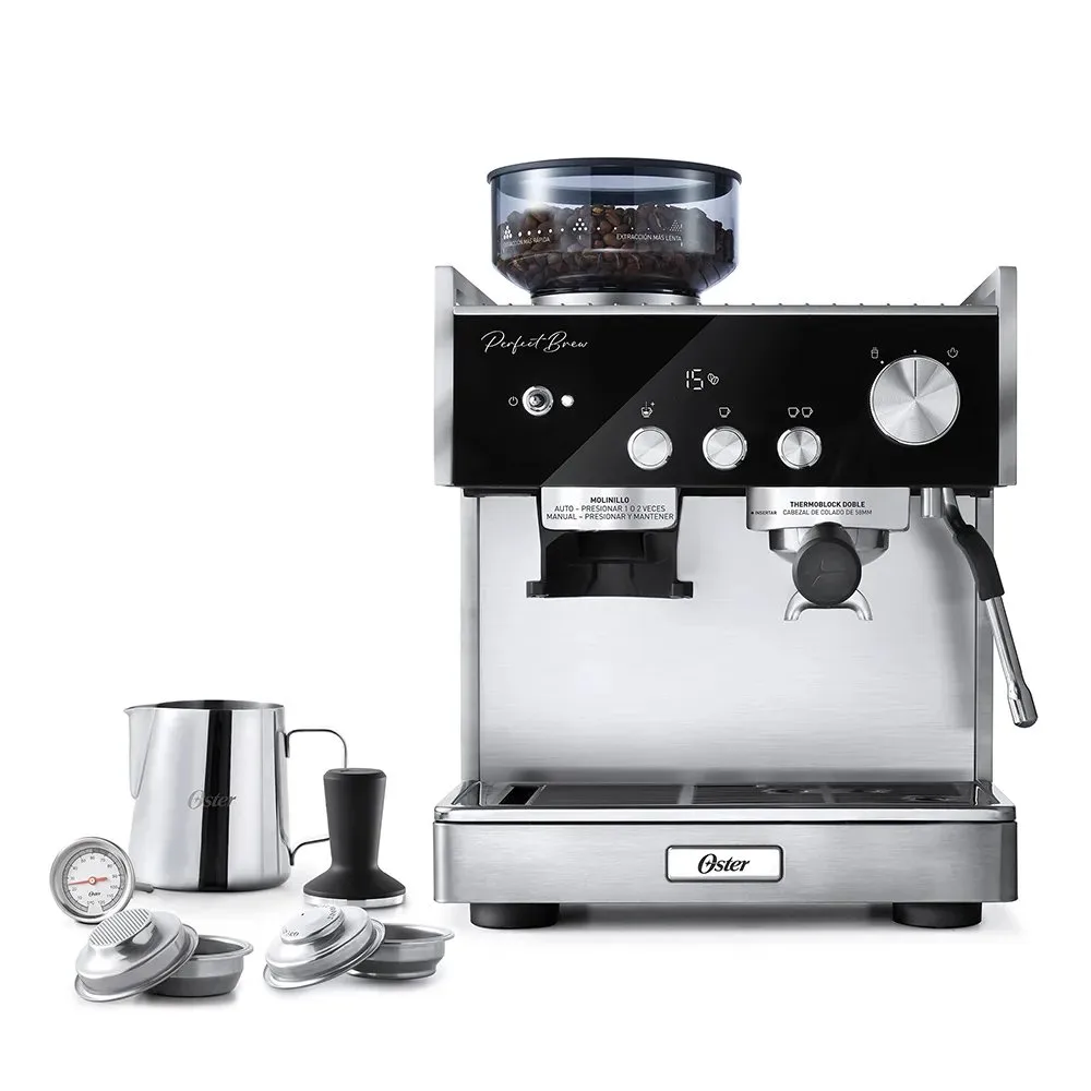 Cafetera para Espresso Oster® Perfect Brew Maxima BVSTEM7400 con Molinillo Conico y Sistema Thermoblock Doble 6