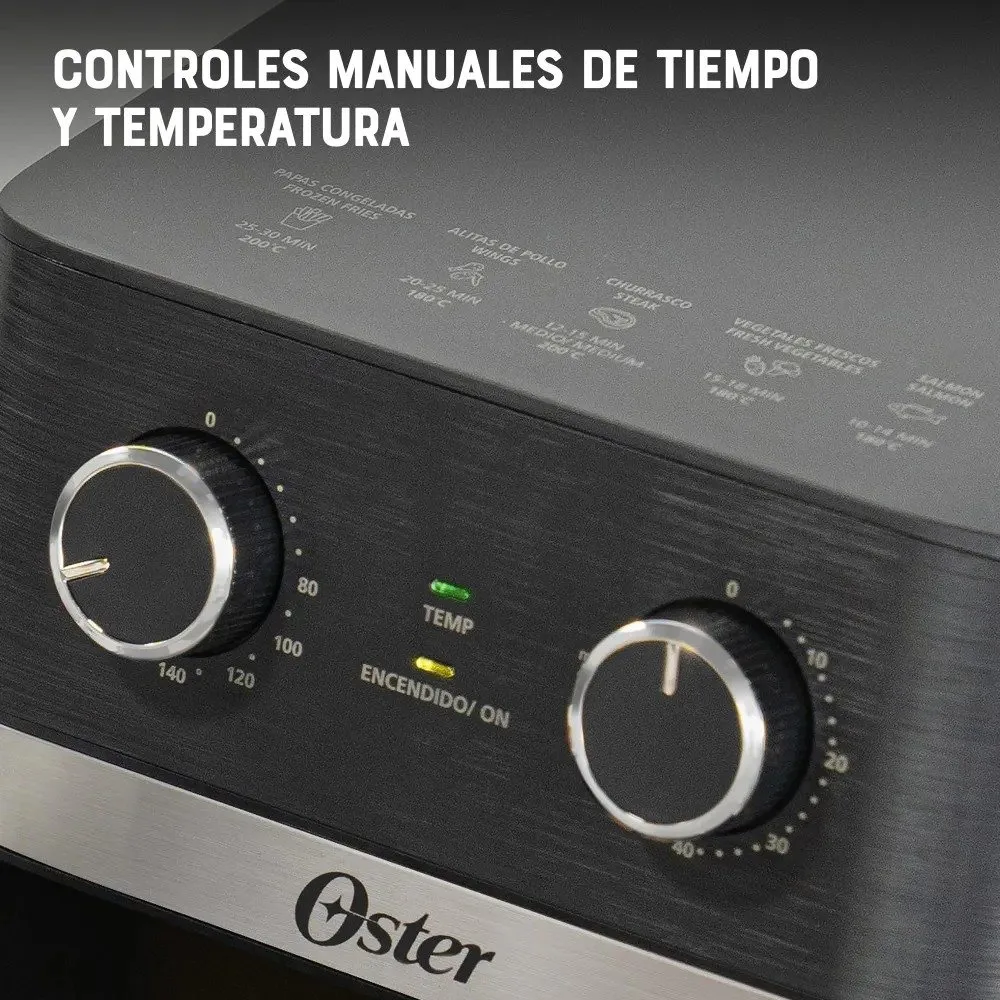 Freidora de Aire Manual Oster® 6L con Recubrimiento DiamondForce y Ventana Transparente CKSTAF60WMDF