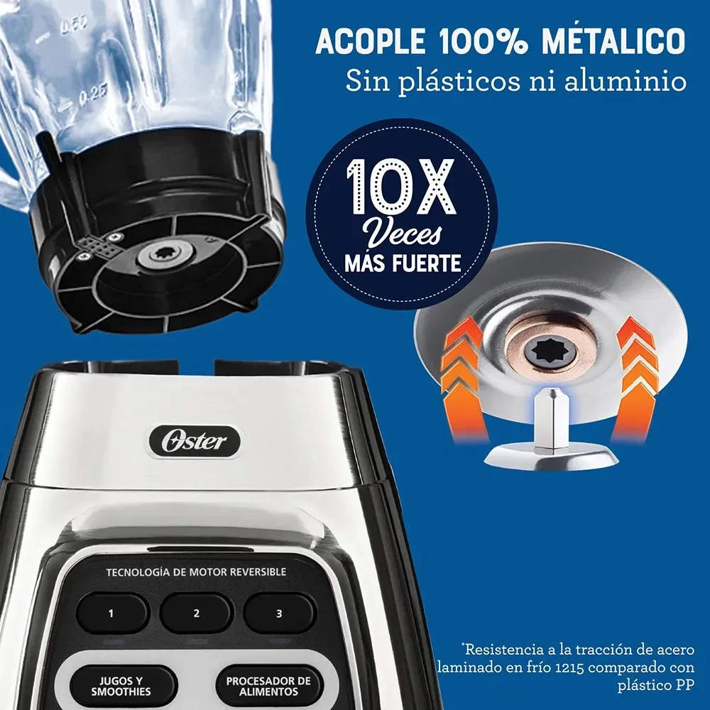 Licuadora Oster® con Tecnologia de Motor Reversible y Programas Automaticos – Vaso Boroclass de 1.5L y Vaso Blend N Go BLSTPYG1311NBG 2